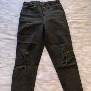 High Waisted Destroyed Mom Jeans